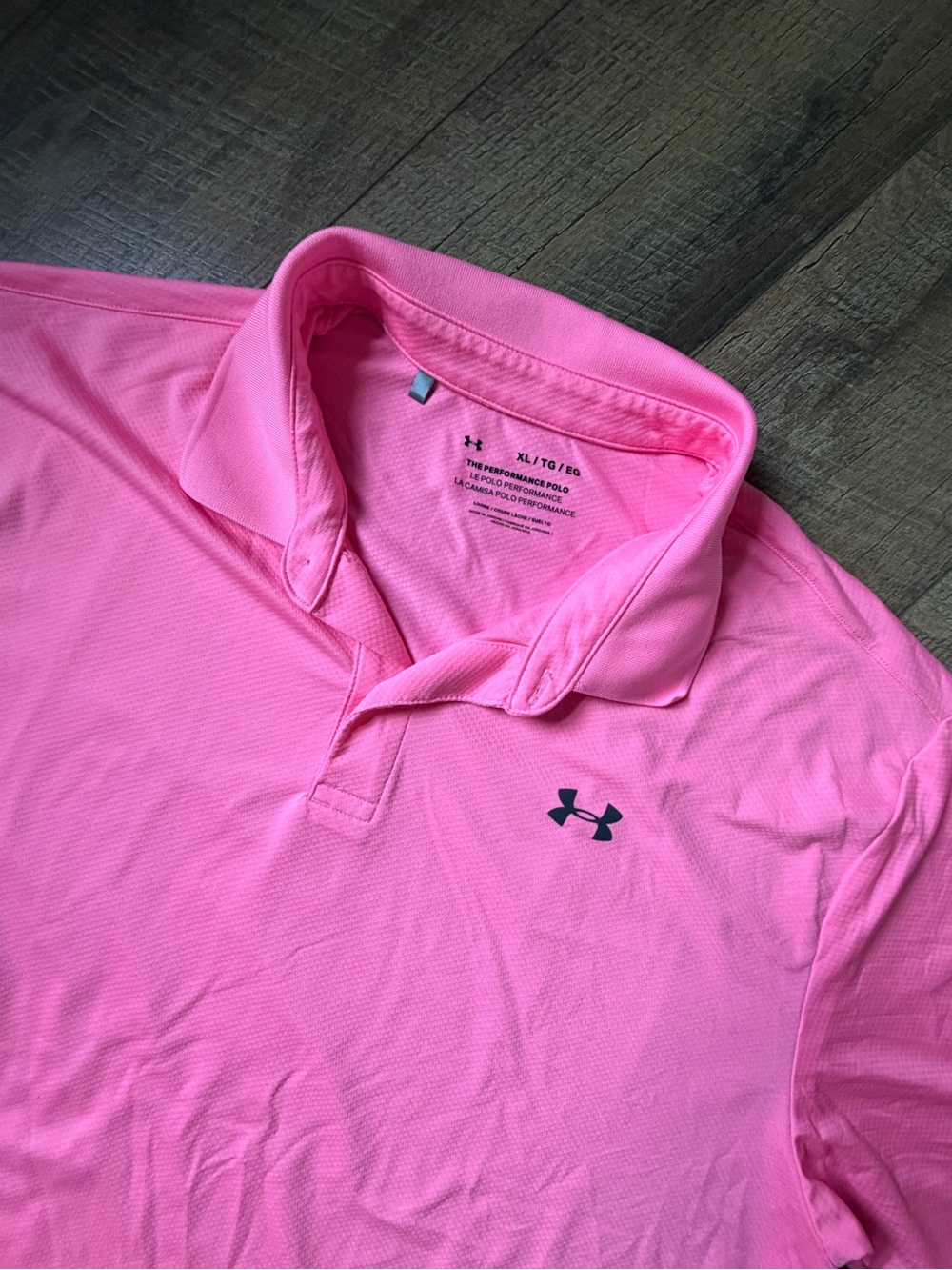 Under Armour Men’s Hot Pink Polo with Black Logo